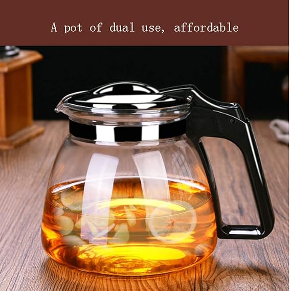 Tea Pots Cup Glass High Temperature FloralStainless Steel for Filter 4 Teacups Heat Resistant 1000ML